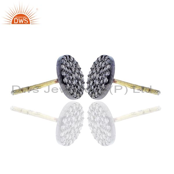Exporter Disc & Round Shape Diamond Stud Earrings Silver Gold Jewelry Gift For Christmas