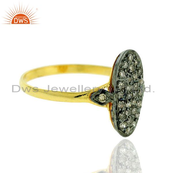 0.20ct pave diamond 18kt gold 925 sterling silver vintage look ring gift jewelry
