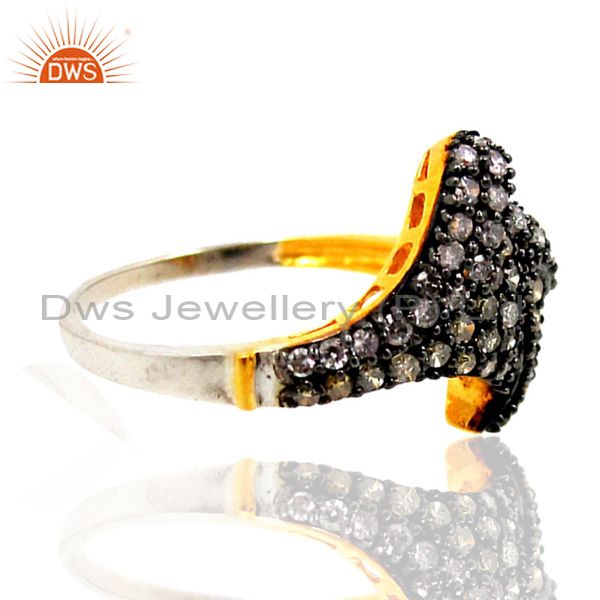 New natural .64ct diamond pave 14k gold vintage inspired ring 925 silift jewelry