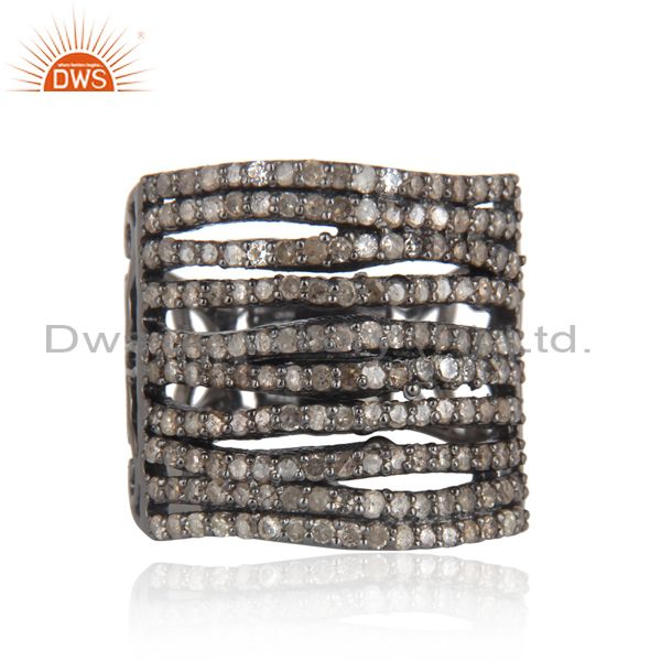 1.03 ct natural pave diamond handmade ring .925 sterling silver designer jewelry