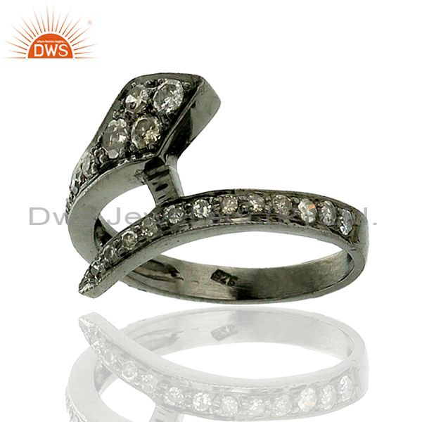 0.75ct pave diamond 925 sterling silver snake style ring halloween gift jewelry