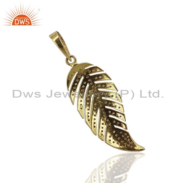 Leaf design pave diamond designer pendant jewelry findings wholesale