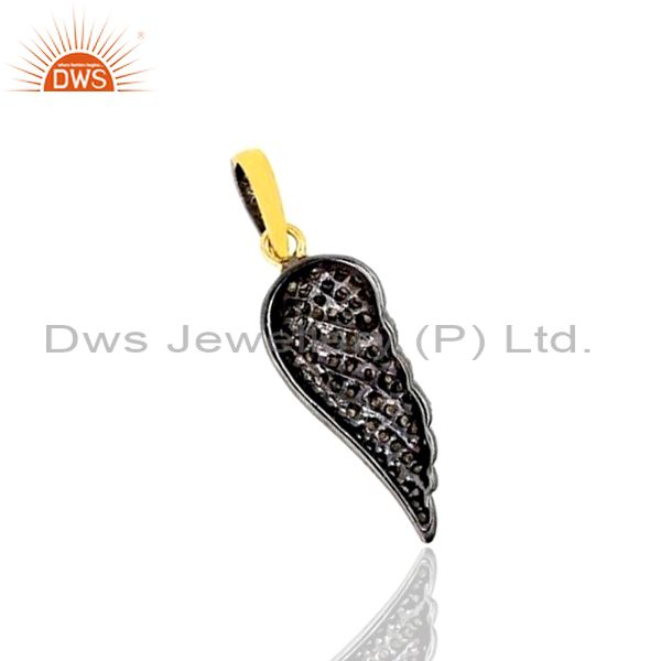 Exporter Diamond Pave Sterling Silver ANGEL WING Charm Pendant 14k Gold WONDERING Jewelry