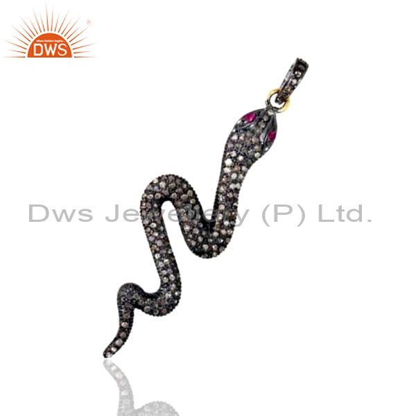 Exporter 1.12Ct Diamond Pave 14K Gold WONDERING 925 Sterling Silver Snake Pendant Jewelry