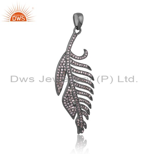 New handmade 925 sterling silver pave 3/4ct diamond leaf fashion pendant jewelry