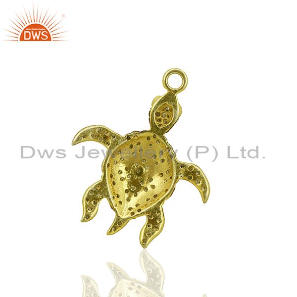 Ruby gemstone natural diamond pave turtle charm pendant sterling silver jewelry