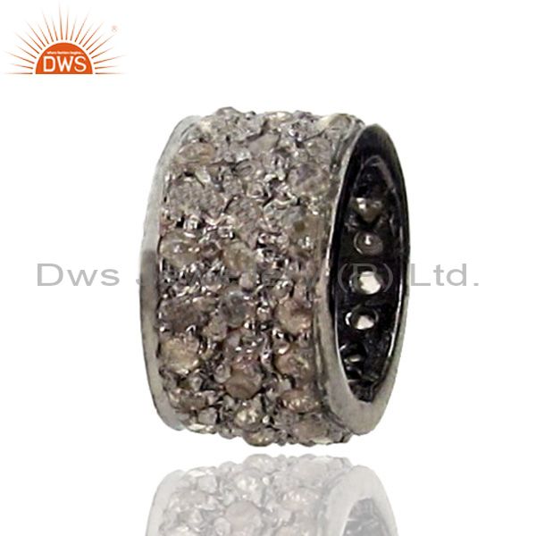 925 sterling silver spacer natural diamond pave spacer finding jewelry