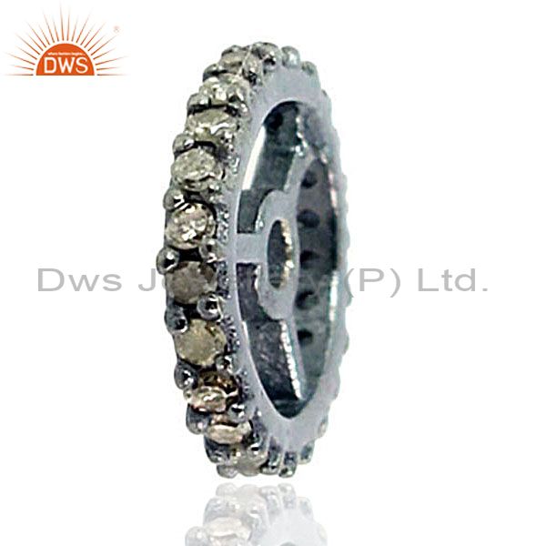 New fashion .43ct diamond pave wheel spacer findings jewelry 925 sterling silver