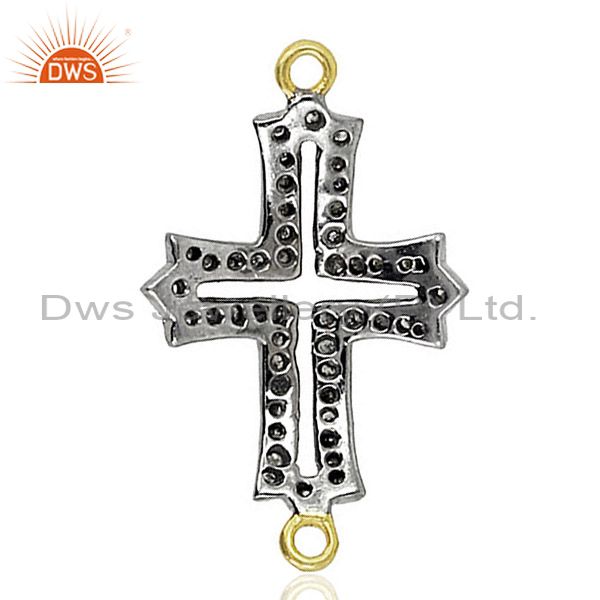 Pave diamond cross connector 925 sterling silver fine wondering jewelry finding