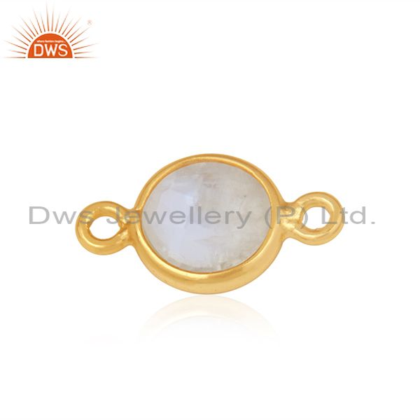 Exporter Rainbow Moonstone Gold Plated 925 Silver Connector Jewelry Finding