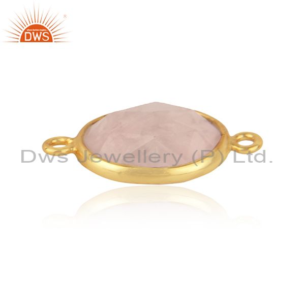 Connector in 18k yellow gold on silver 925 with rose quartz