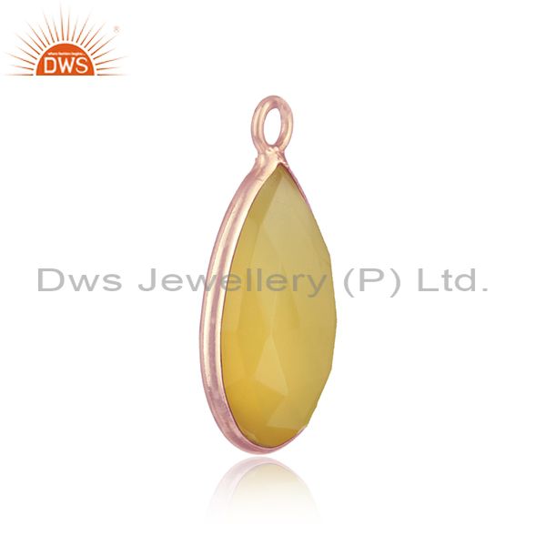 Classic designer charm in rose gold on silver with yellow chalcedony