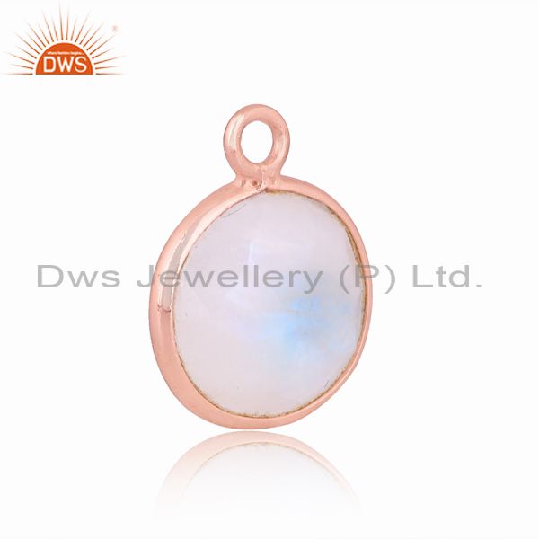 Rainbow Moon Stone Set Rose Gold On 925 Silver Round Pendant Rainbow Moon Stone Set Rose Gold On 925 Silver Round Pendant