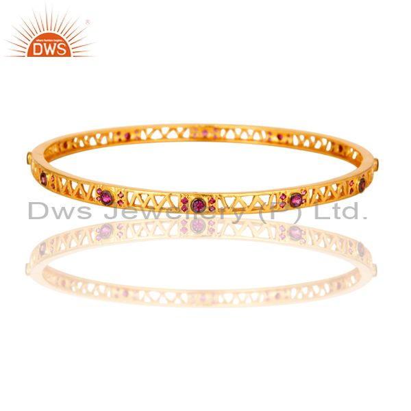 Supplier of Designer yellow gold over fashion bangle women red cubic zirconia