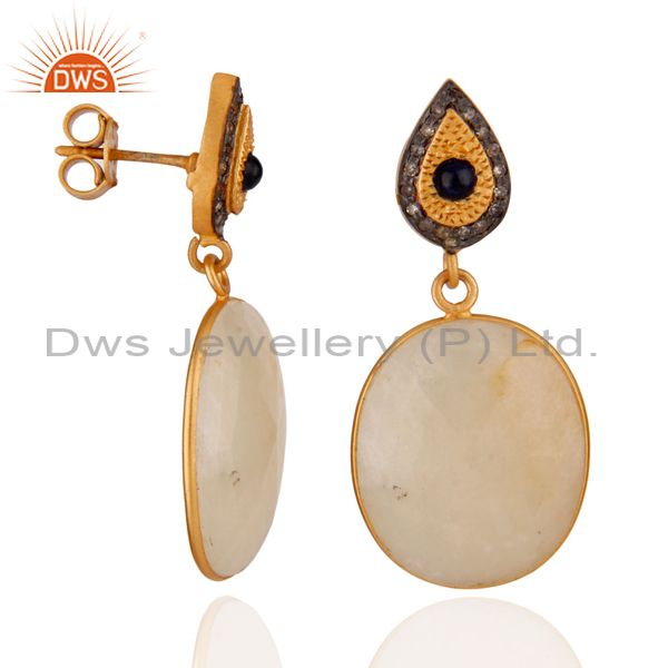 Exporter Yellow Sapphire Slice Dangle Earrings Fashion Woman Indian Handmade 925 Silver J