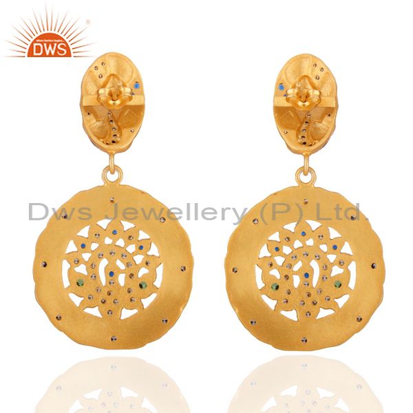 Exporter Traditional Peacock Designer 24k Gold Plated Cubic Zirconia Dangle Earring