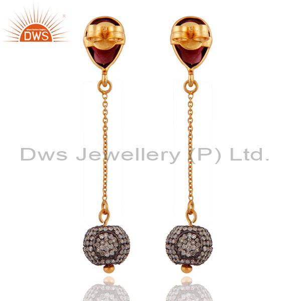 Exporter Handmade Pave Diamond Bead 18k Gold On Sterling Silver Multi Tourmaline Earrings