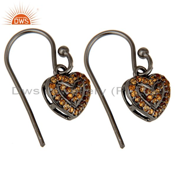 Exporter Spessartite and Oxidized Sterling Silver Heart Design Earring
