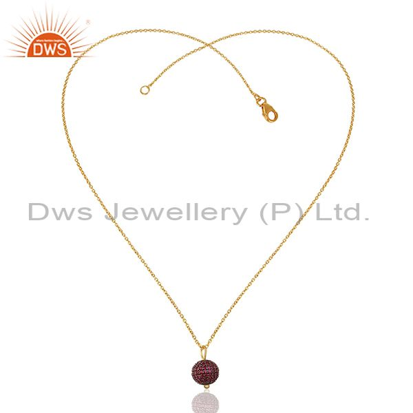 Exporter Natural Ruby Beads Ball 925 Silver Gold Plated Pendant Manufacturers