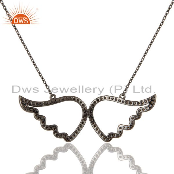Exporter Black Oxidized with Diamond Sterling Silver Pendant Necklace