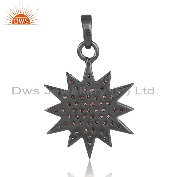 Exporter Genuine Diamond Artisan Black Rhodium 925 Sterling Silver Pendant Jewelry