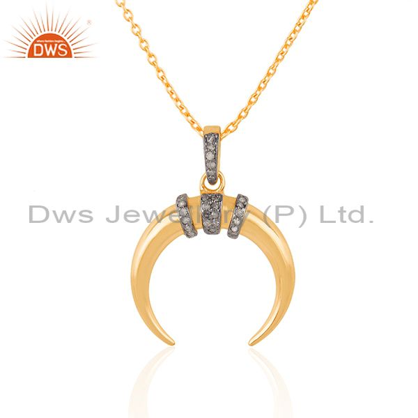 Exporter Horn Charm Gold Plated 925 Silver Women Designer Chain Pendant Jewelry