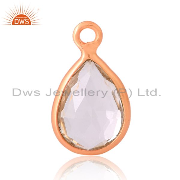 Silver Rose Gold Findings With Crystal Quartz Briolette