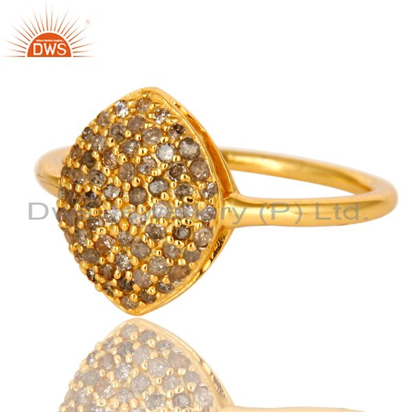 Exporter Shiny 18K Yellow Gold Plated Sterling Silver Pave Set Diamond Statement Ring
