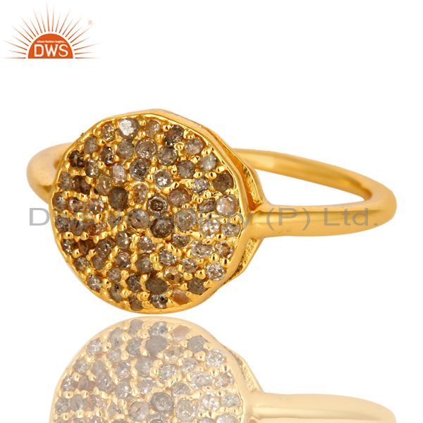 Exporter 18K Yellow Gold Plated Sterling Silver Pave Set Diamond Statement Stack Ring