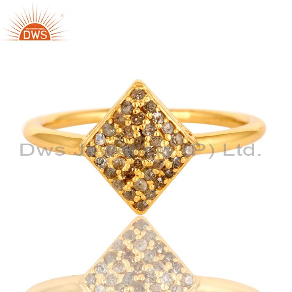 Exporter 18k Yellow Gold Over Sterling Silver Pave-Set Diamond Stacking Engagement Ring