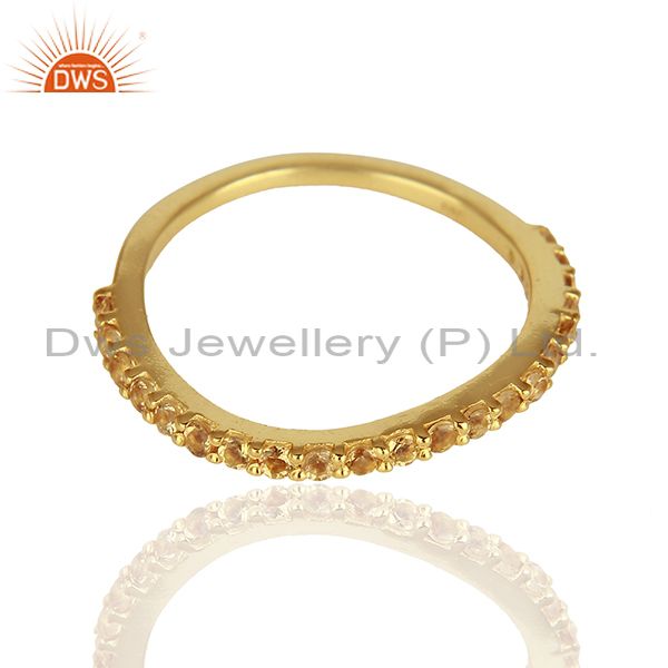 Exporter Citrine Gemstone Gold Plated Solid Silver Stackable Band Rings
