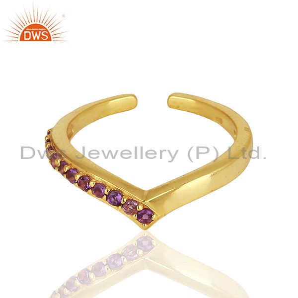 Exporter Amethsyt Birthstone Gold Plated 925 Silver Midi Rings Manufacturers