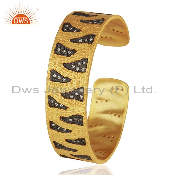 Exporter Black And Gold Plated Brass Fashion Zircon Cuff Bracelet Manufacturer