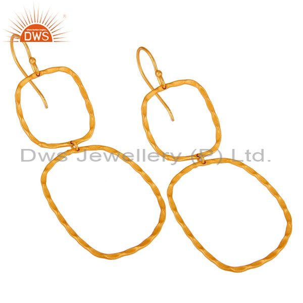 Exporter Handmade Simple Design 18k Gold Plated Brass Earrings Jewellery