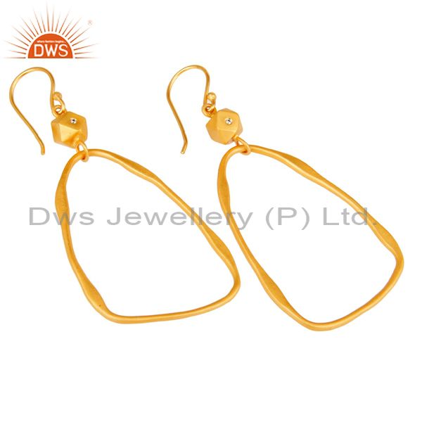 Exporter 18k Yellow Gold Plated Cool Fashion Brass Earrings with White Zircon