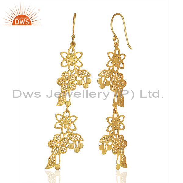 Exporter Flower trellis duet Gold Plated Designer Earring