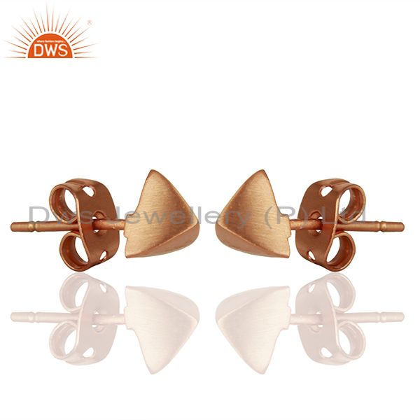Exporter Pyramid Design Rose Gold Plated Brass Fashion Stud Earring Supplier