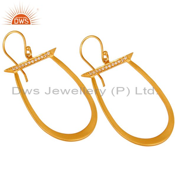Exporter White Zircon Gold Plated Brass Fashion Drop Earrings Manufacturers