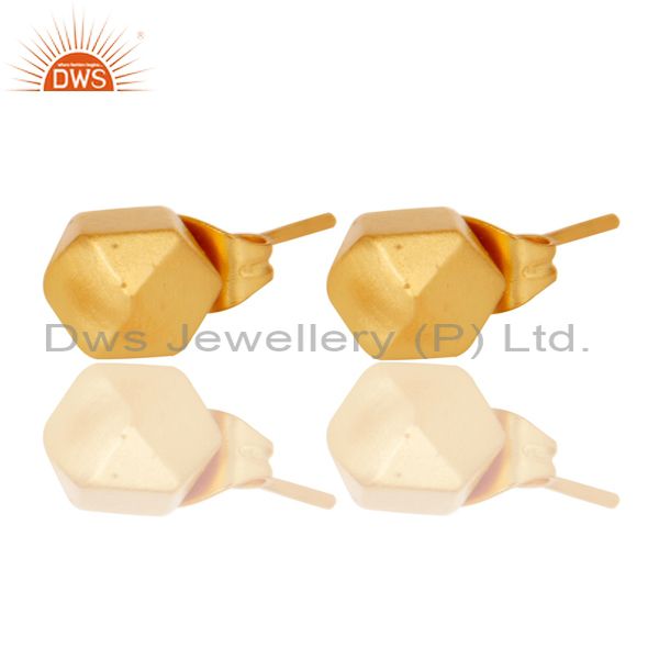Exporter 18k Gold Plated Traditional Handmade Beautiful Charm Brass Studs Earrings