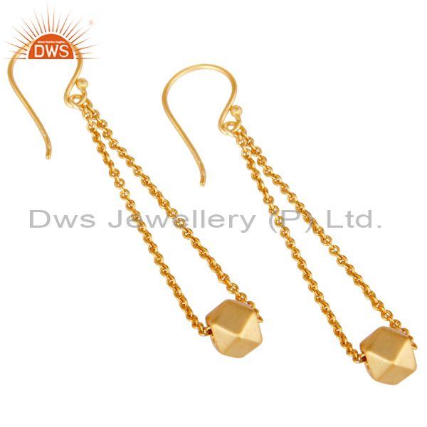Exporter 18k Yellow Gold Plated Handmade Classic Fashion Chain Link Brass Dangle Earrings