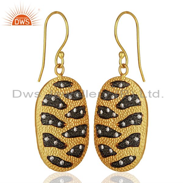 Exporter White Zircon Gold Plated Brass Fashion Girls Earrings Manufacturers