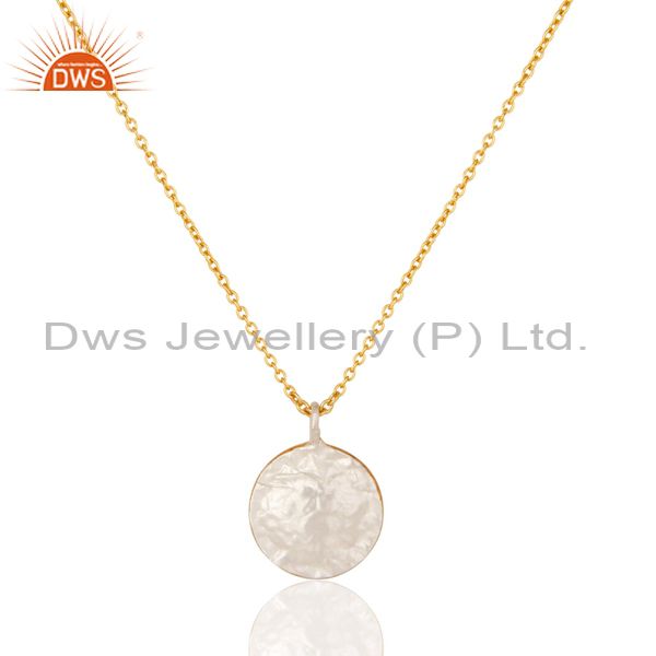 Exporter 22K Gold Plated Handmade White Zirconia Brass Chain Pendant Necklace