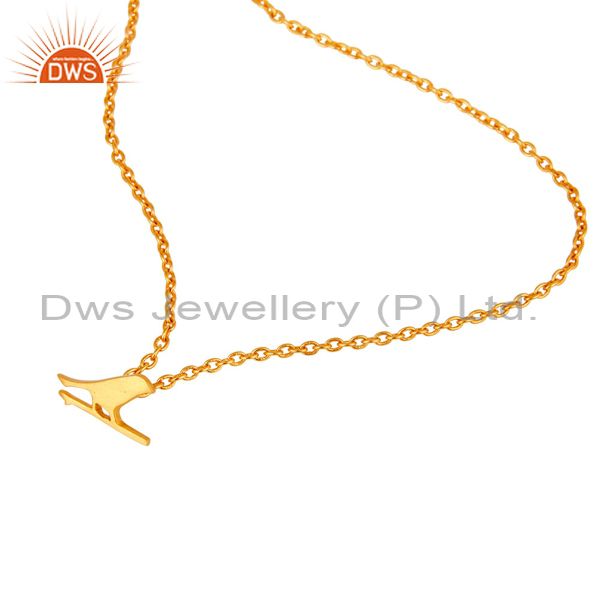 Exporter 22K Yellow Gold Plated Handmade Bird Design Brass Chain Pendant Necklace
