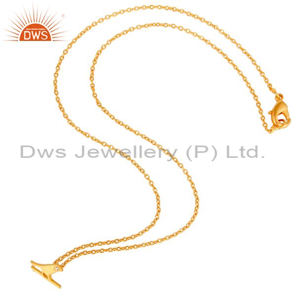 Exporter 18K Yellow Gold Plated Handmade Bird Design Brass Chain Pendant Necklace