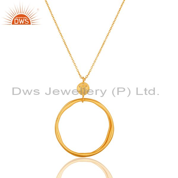 Exporter 18k Yellow Gold Plated Fashion Round Cut White Zircon Brass Chain Pendant