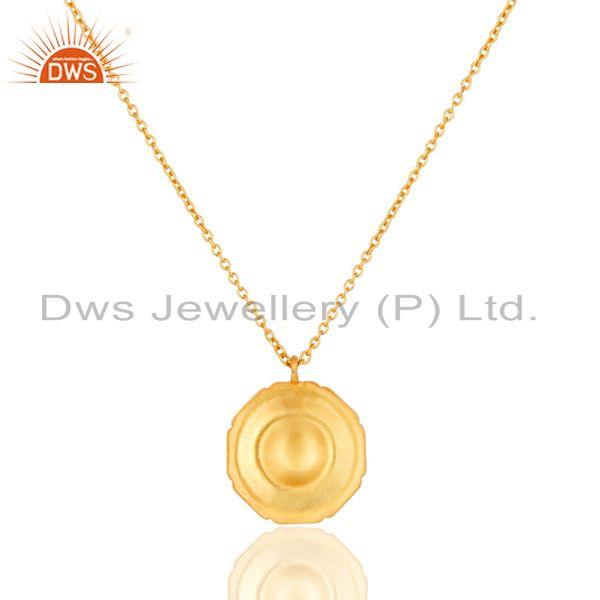 Exporter 18K Gold Plated Handmade Flower Design Brass Chain Pendant Necklace