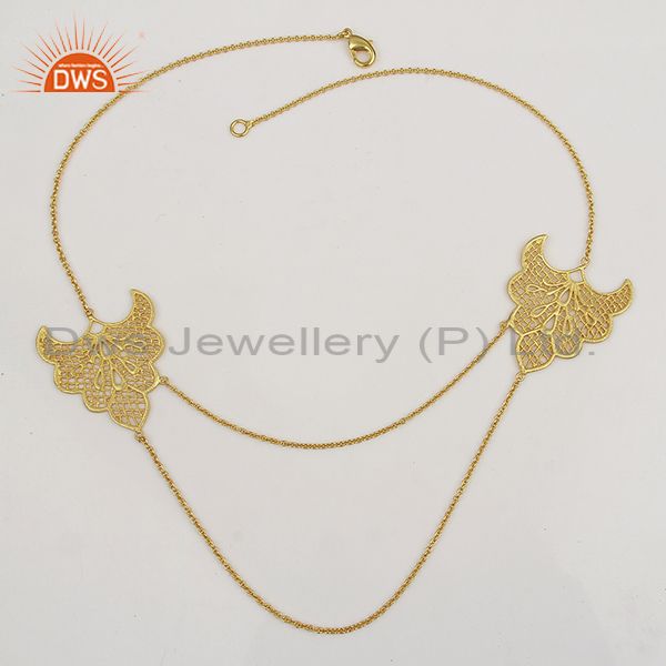Exporter Traditional Handmade Art Design 18K Gold Plated Chain Necklace Jewellery