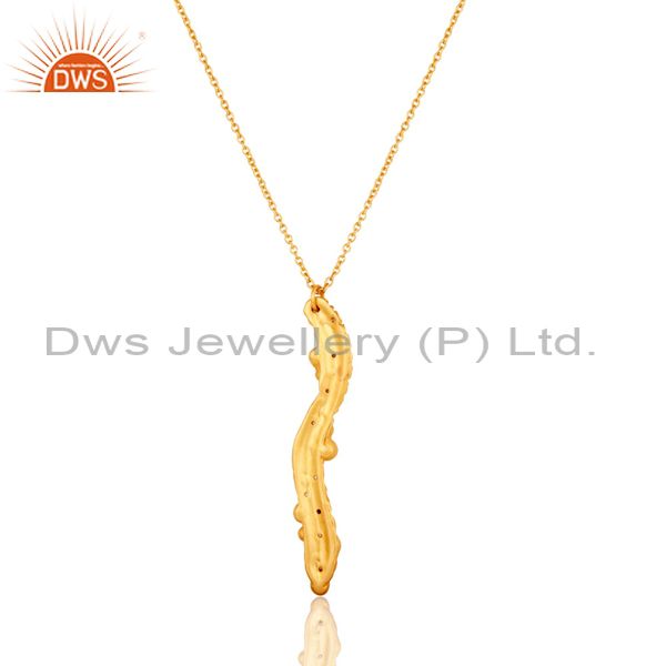 Exporter 18k Yellow Gold Plated White Zirconia New Fashion Brass Chain Pendant Necklace