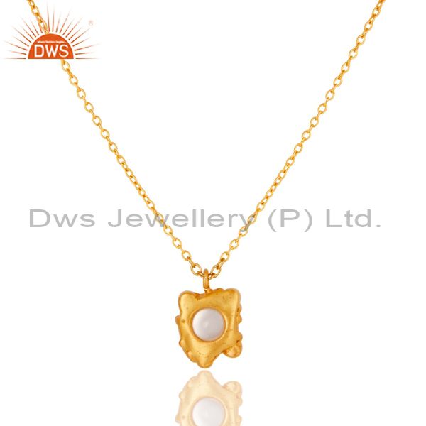 Exporter 18k Gold Plated Good Look Little Charm Pearl Brass Chain Pendant