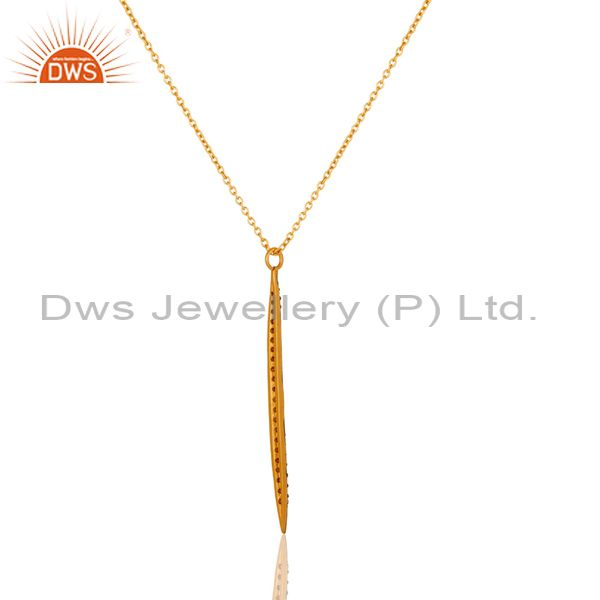 Exporter 18k Gold Plated White Zirconia Hot Simple Thin Brass Chain Pendant Necklace